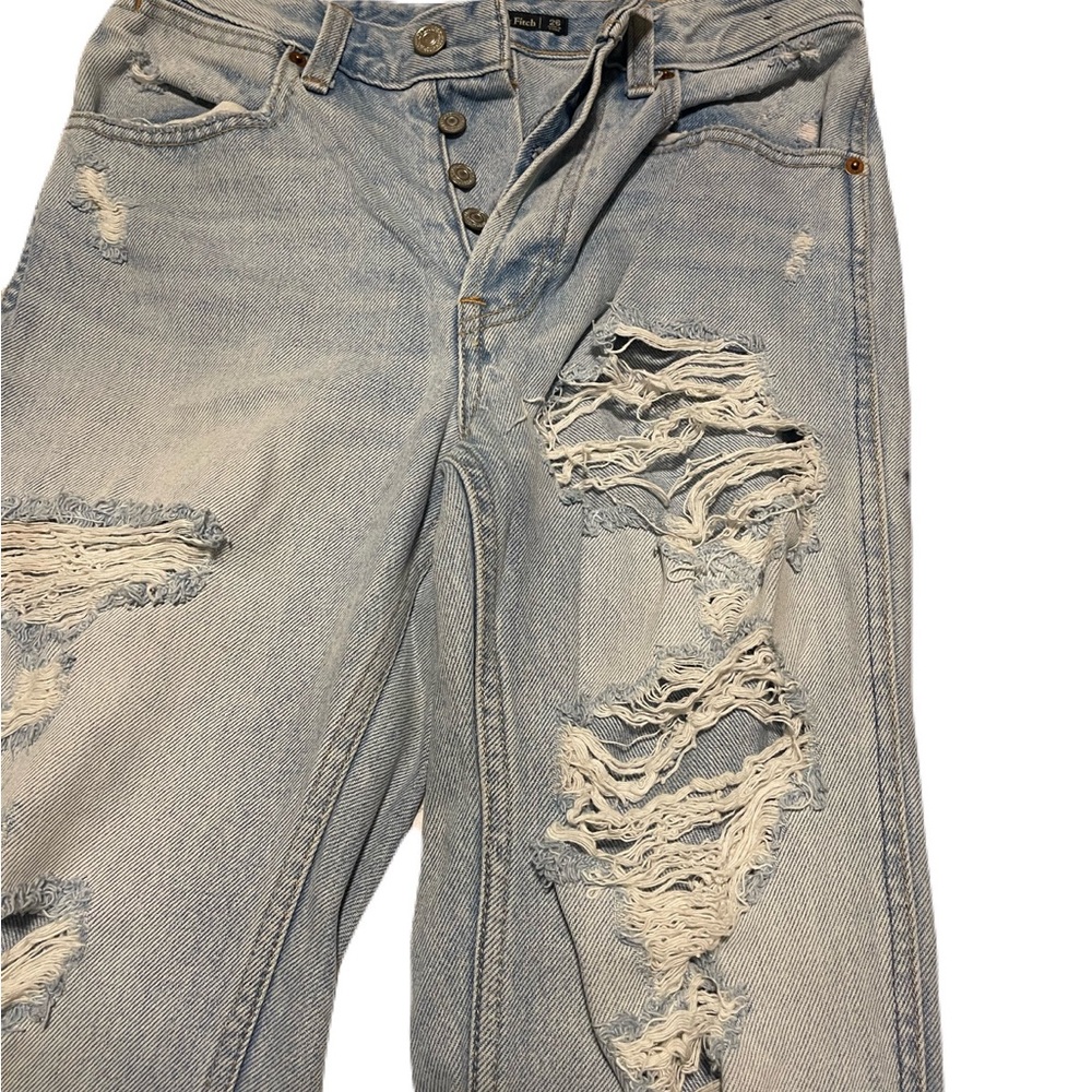 Popular and comfortable distressed Abercrombie & Fitch button fly jeans. - Picture 4 of 5